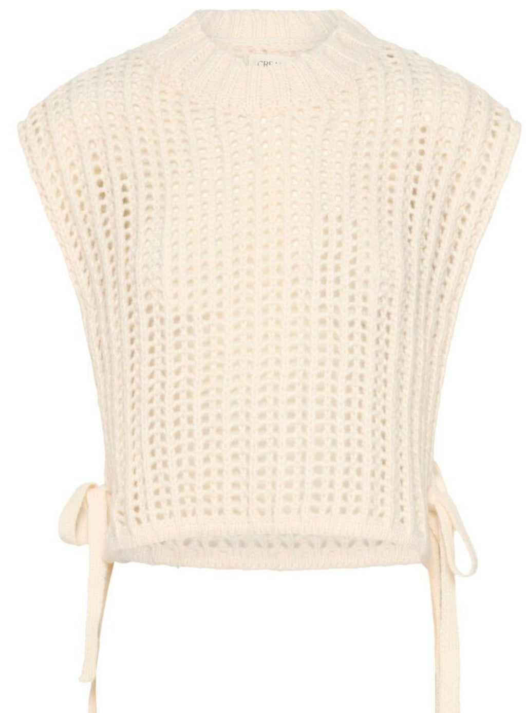 Grovstickad väst med knytband