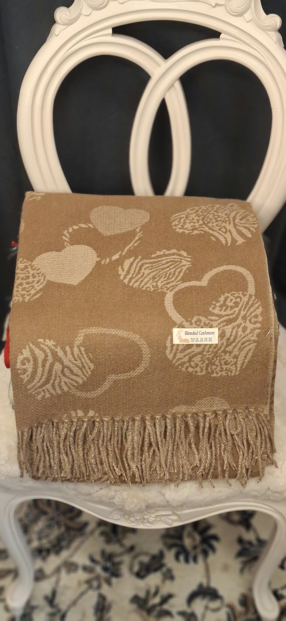Hjärthalsduk med blandad Cashmere - finns i flera färger