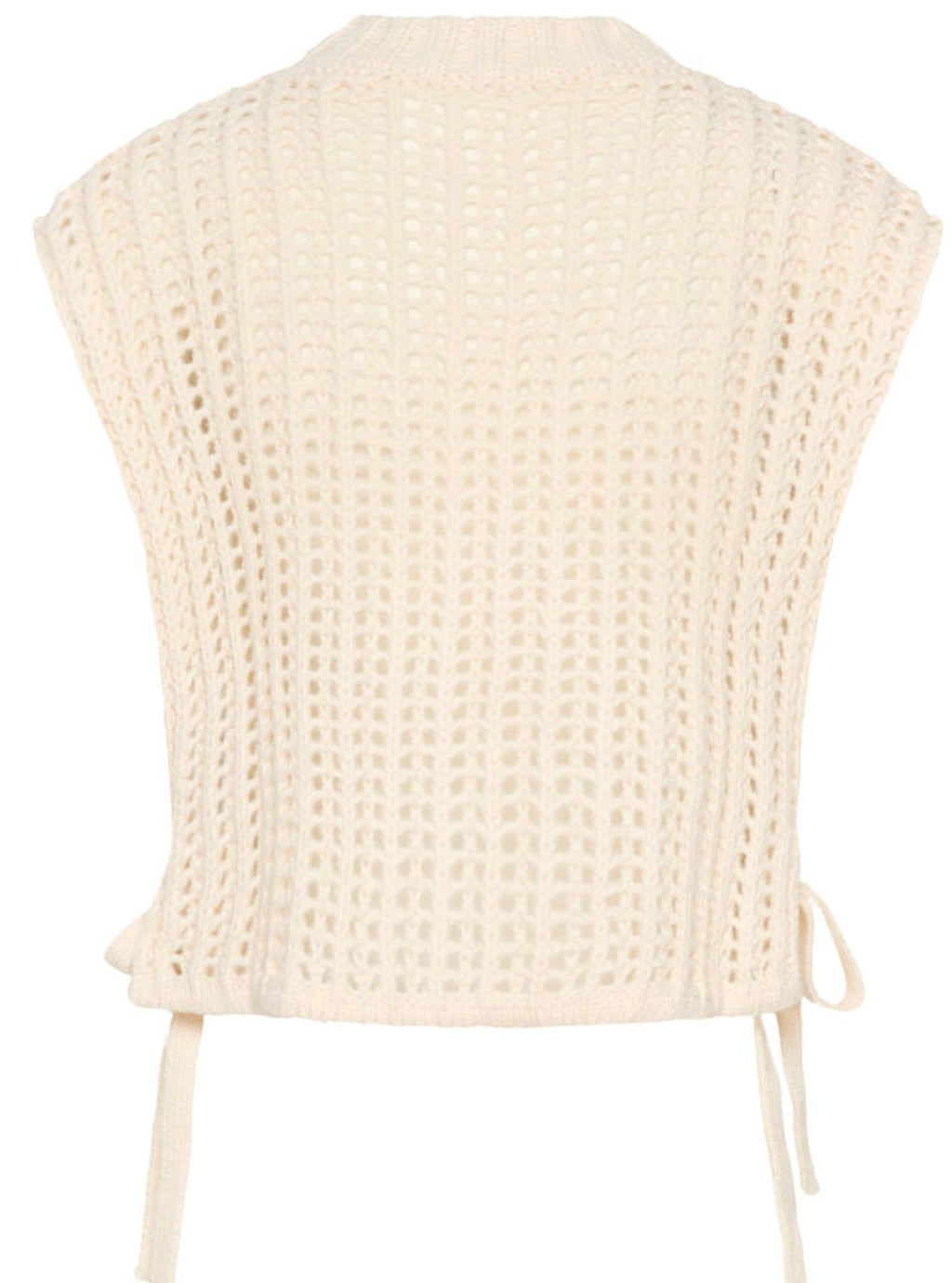 Grovstickad väst med knytband
