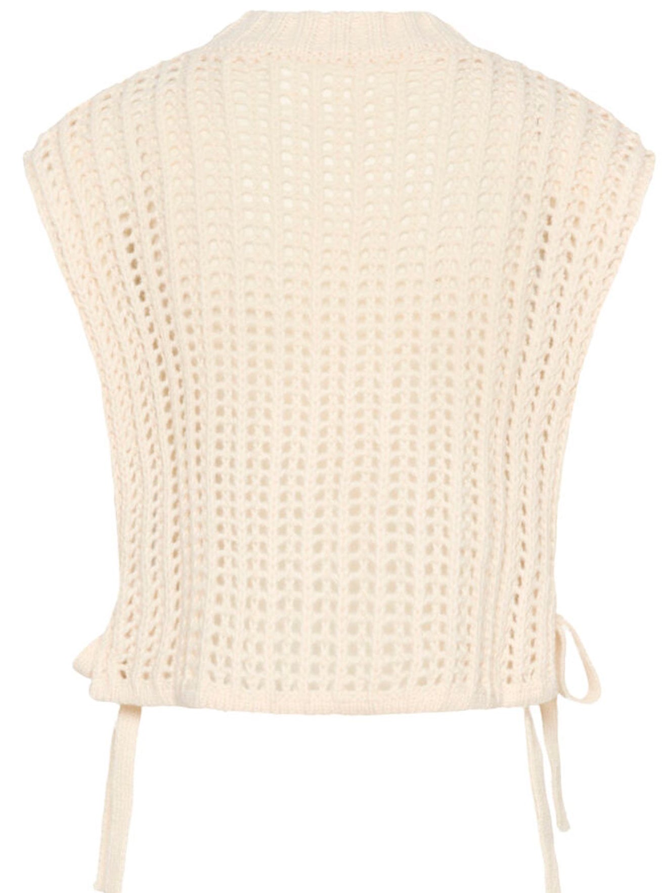 Grovstickad väst med knytband