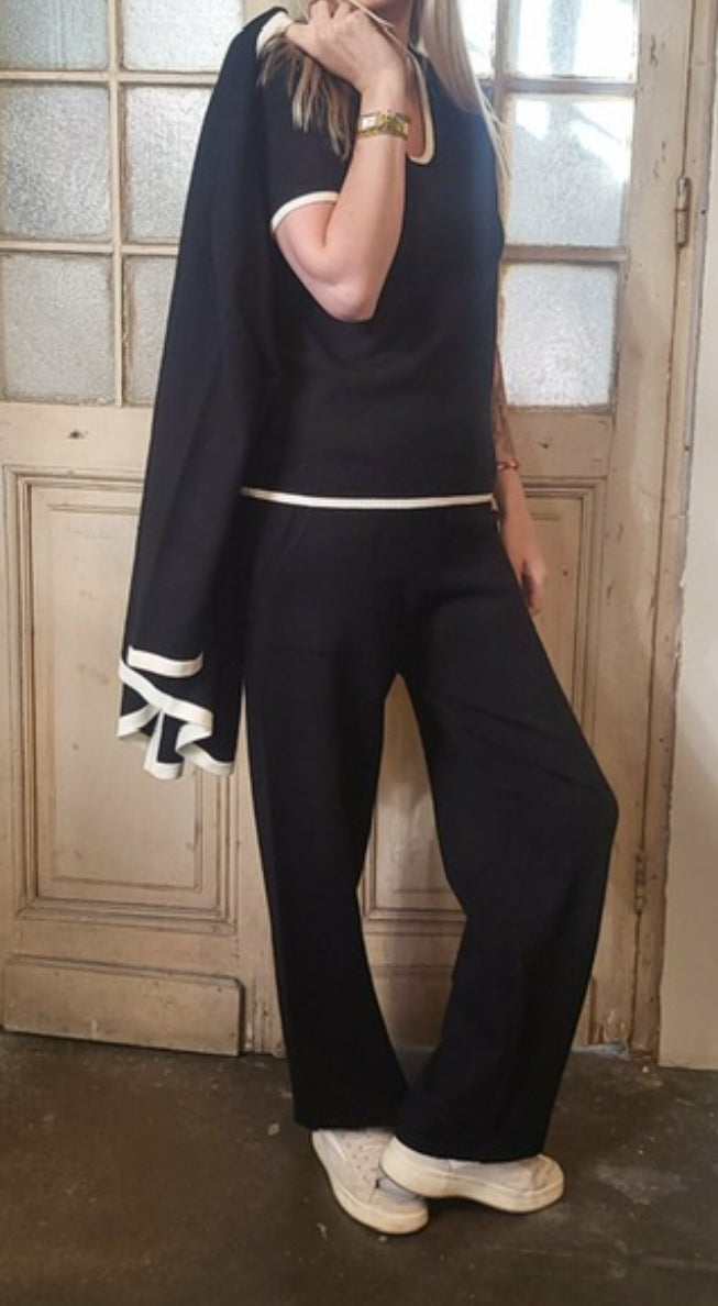 Sköna slätstickade byxor med fickor