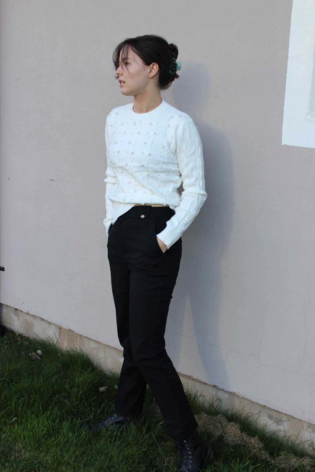 Mjuk tröja med pärlor