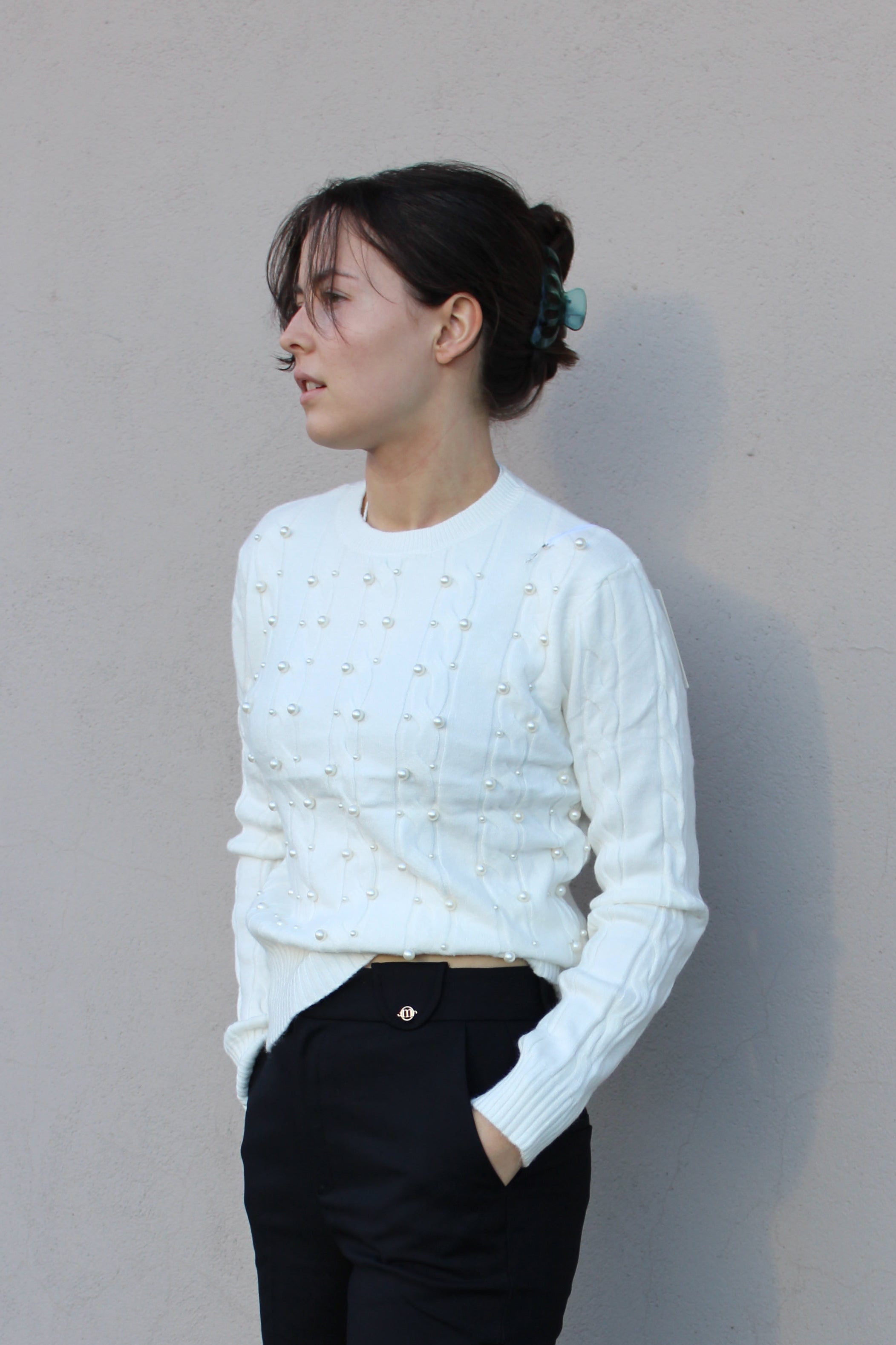 Mjuk tröja med pärlor